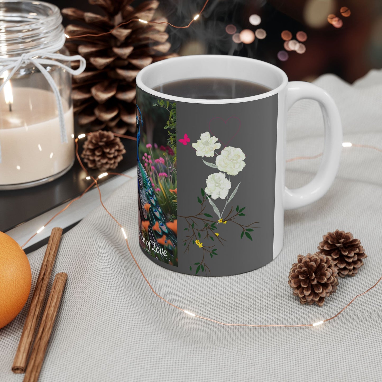 Peacock Pair Love Ceramic Mug - Dance of Love, Gift for Nature Lovers, Cute Couples Mug, Unique Home Decor, Animal Lover Gift