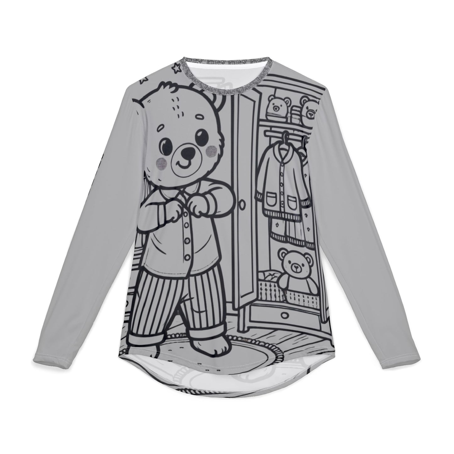 Men's UV Protection Long Sleeve Shirt - Cute Bear Design for Outdoor Adventures, Summer Activities, Beach Wear, Gift for Dad, Fun Day