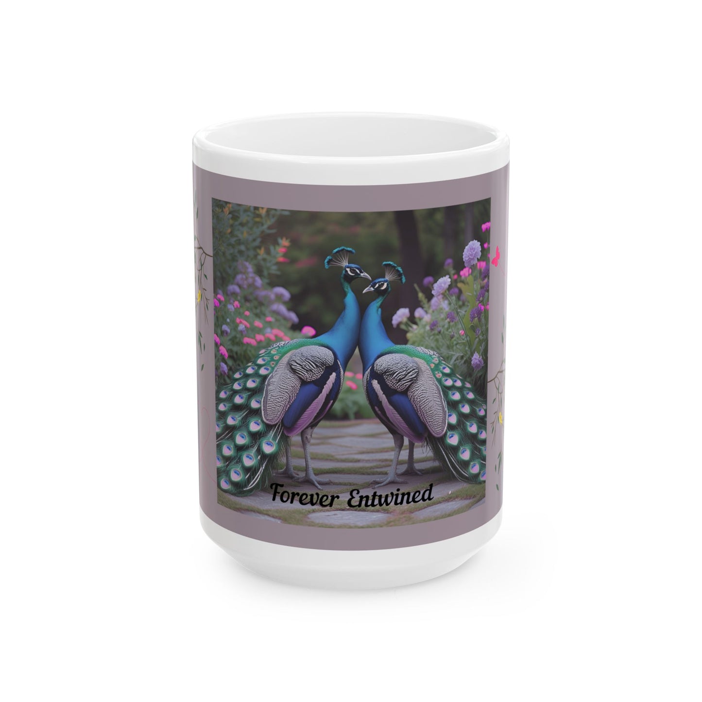 Peacock Love Ceramic Mug - Forever Entwined, Gift for Couples, Wedding, Anniversary, Home Decor, Nature Lovers