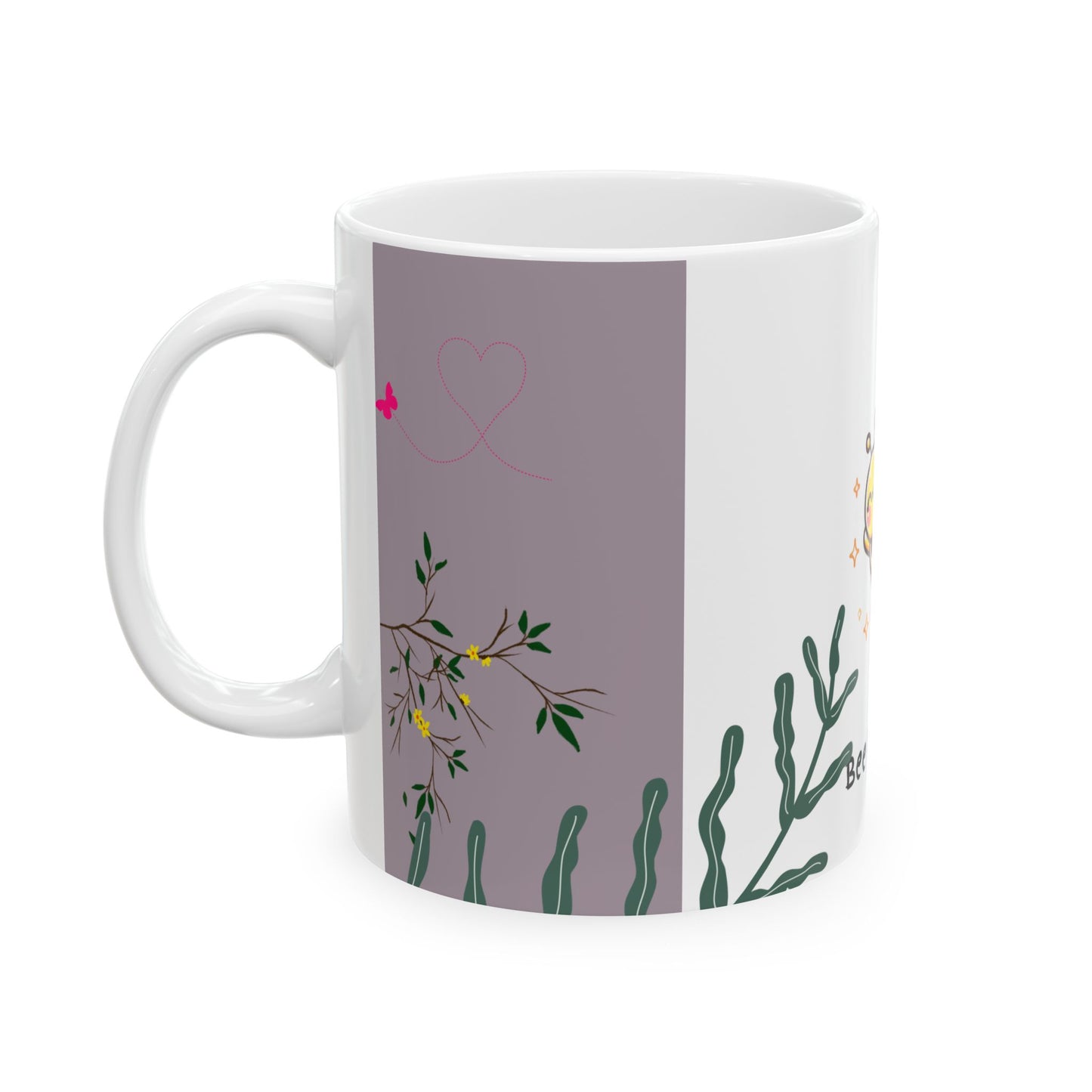Whimsical Bee-Themed Ceramic Mug - Perfect for Tea Lovers, Gifts for Her, Inspirational Coffee Cup, Nature Lovers' Gift, Floral Drinkware