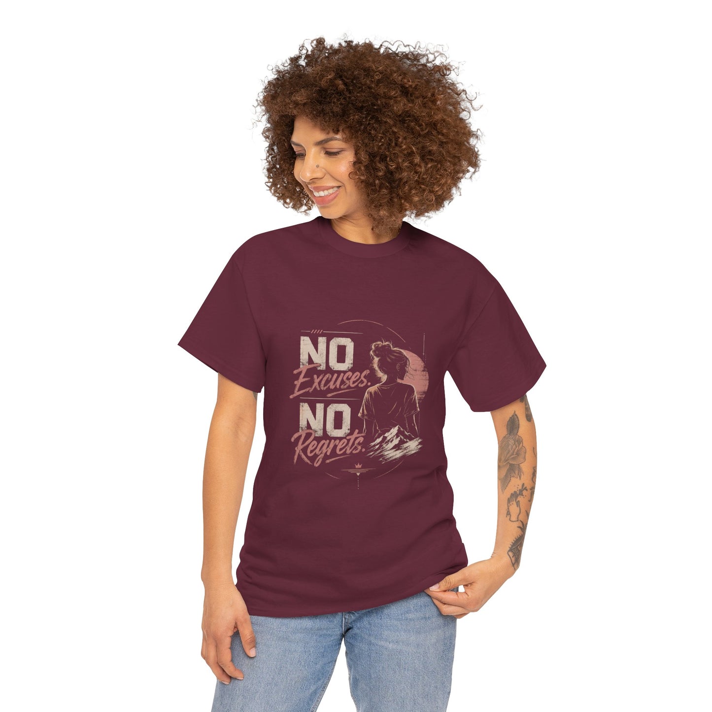 No Excuses No Regrets Tee | Motivational Graphic T-Shirt | Silhouette Design