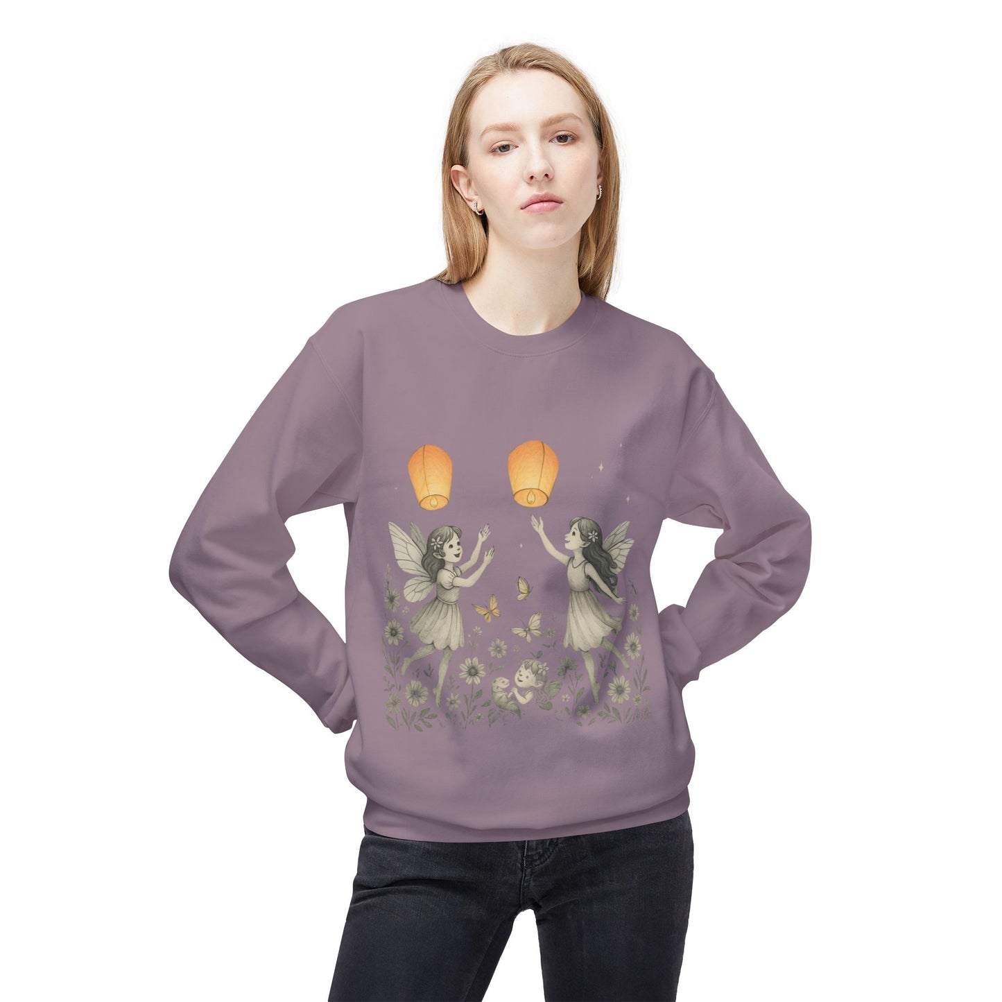Fairy Dreams Crewneck Sweatshirt, Cozy Fleece Sweatshirt, Unisex Pullover, Fantasy Sweatshirt, Magical Gift, Boho Style
