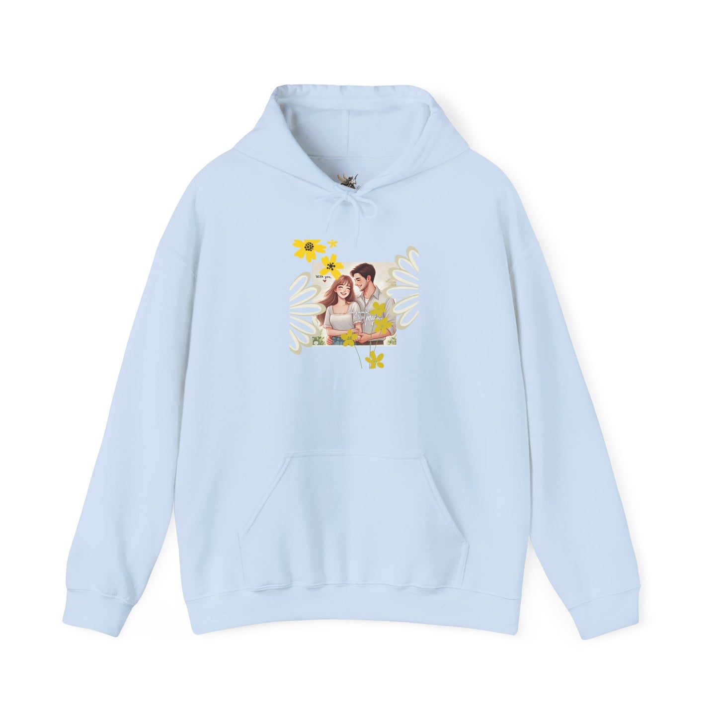 Romantic Couple Hooded Sweatshirt, Cozy Sweatshirts, Couple Gift, Valentine's Day Hoodie, Unisex Hooded Sweatshirt, Floral Hoodies