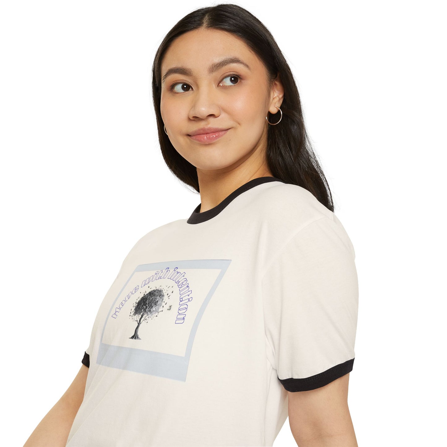 Eco-Friendly Unisex Cotton Ringer T-Shirt, Nature-Inspired Tee, Casual Wear, Gift for Tree Lovers, Relaxed Fit, Earth Day Apparel