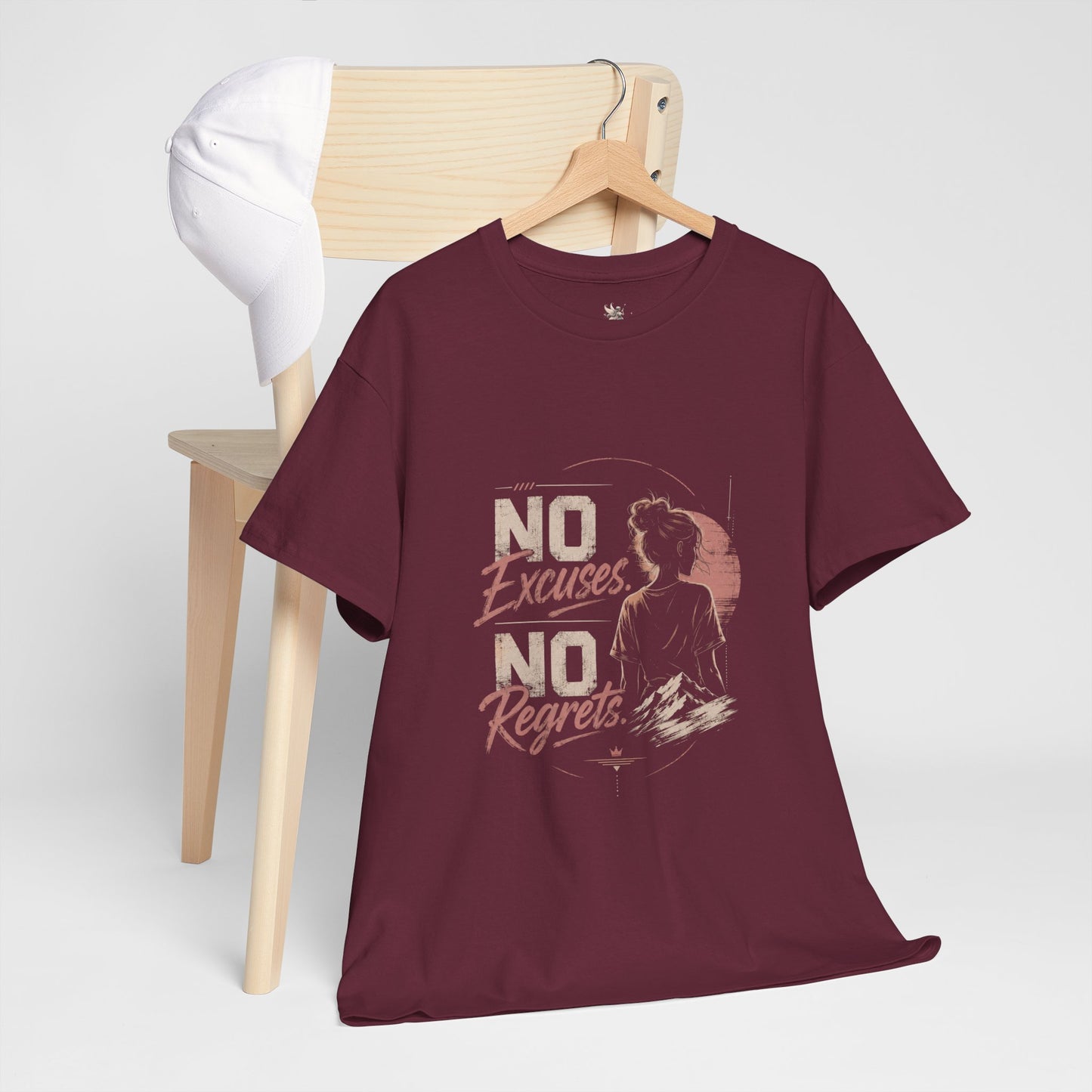 No Excuses No Regrets Tee | Motivational Graphic T-Shirt | Silhouette Design