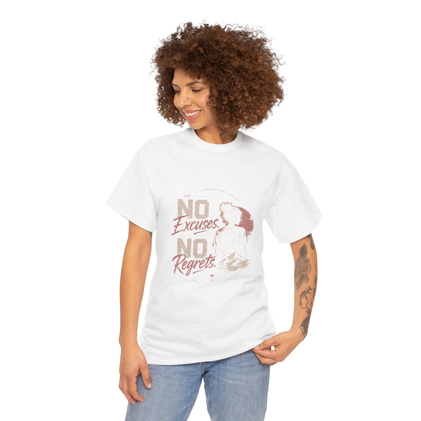 No Excuses No Regrets Tee | Motivational Graphic T-Shirt | Silhouette Design