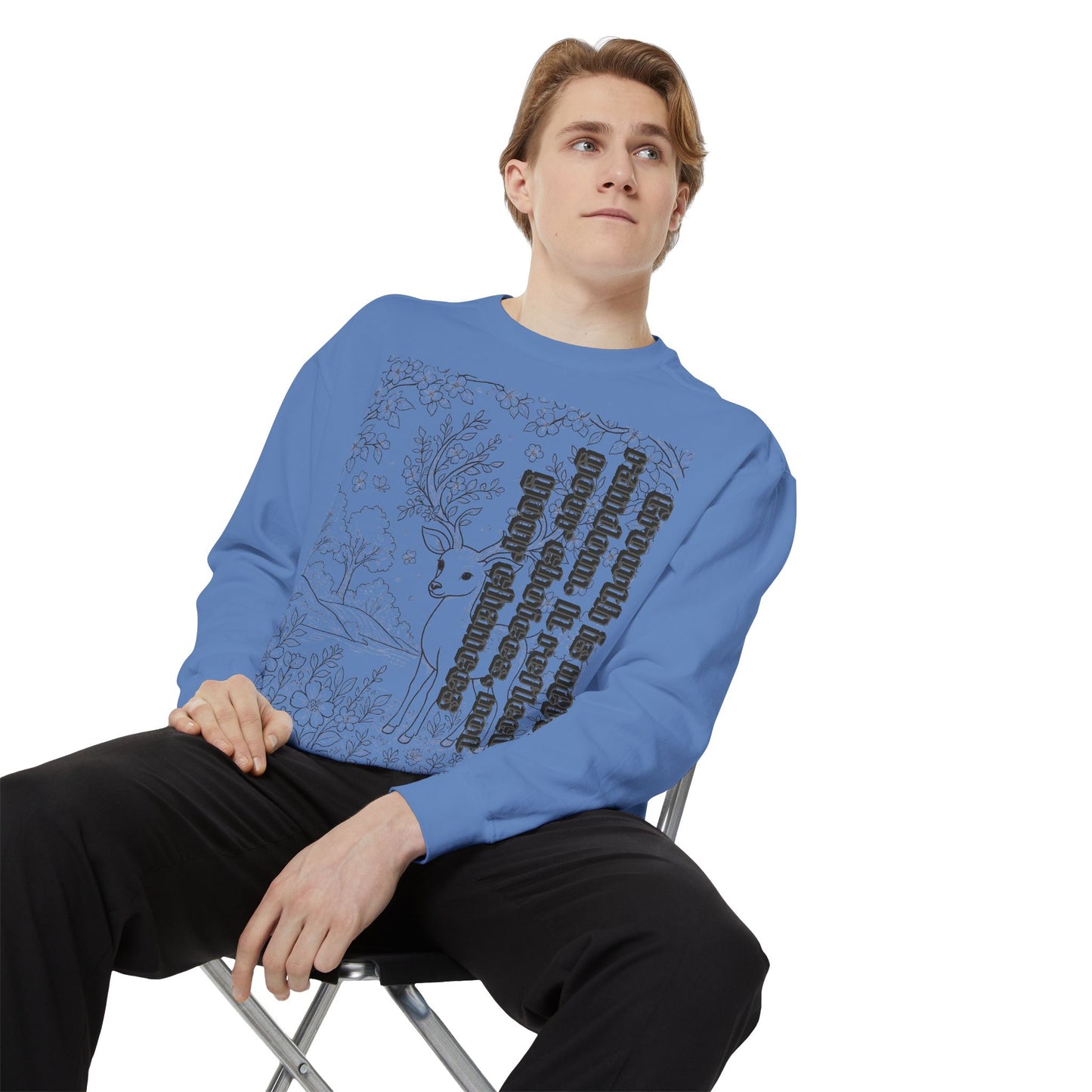 Whimsical Deer Sweatshirt | Cozy Casual Wear, Gift for Nature Lovers, Fall Fashion, Unique Artwork, Unisex Style