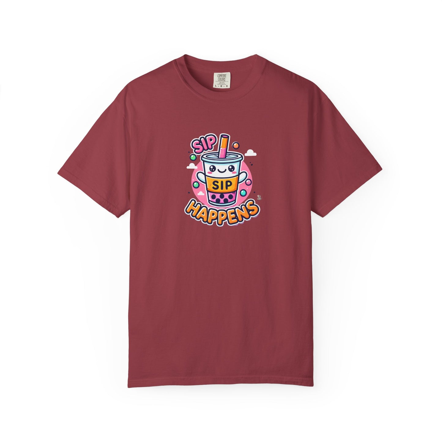 Kawaii Sip Happens T-Shirt, Cute Graphic Tee for Bubble Tea Lovers, Fun Casual Wear, Gift for Boba Tea Fans, Quirky Everyday Style