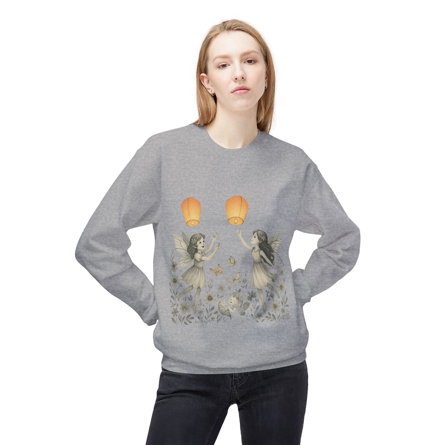 Fairy Dreams Crewneck Sweatshirt, Cozy Fleece Sweatshirt, Unisex Pullover, Fantasy Sweatshirt, Magical Gift, Boho Style