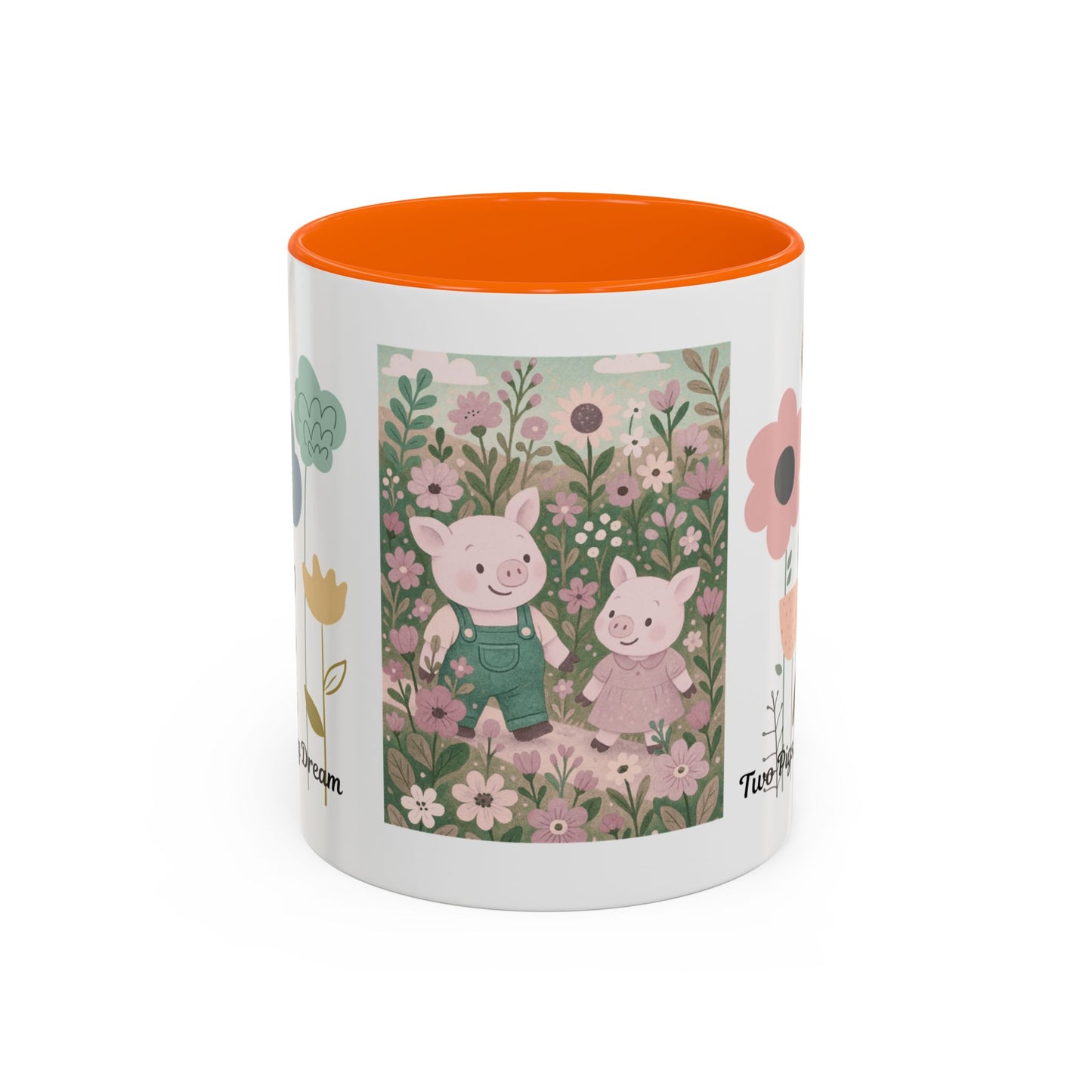 Charming Piggy Coffee Mug, Cute Animal Tea Cup, Floral Design Drinkware, Gift for Animal Lovers, Kitchen Decor, Unique Birthday Gift