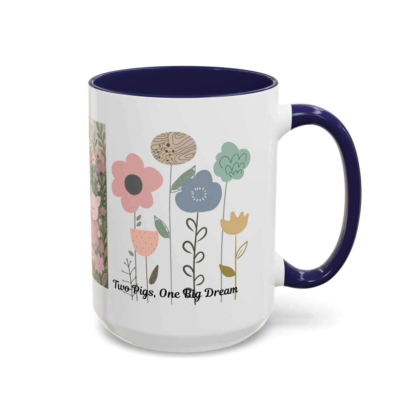 Charming Piggy Coffee Mug, Cute Animal Tea Cup, Floral Design Drinkware, Gift for Animal Lovers, Kitchen Decor, Unique Birthday Gift