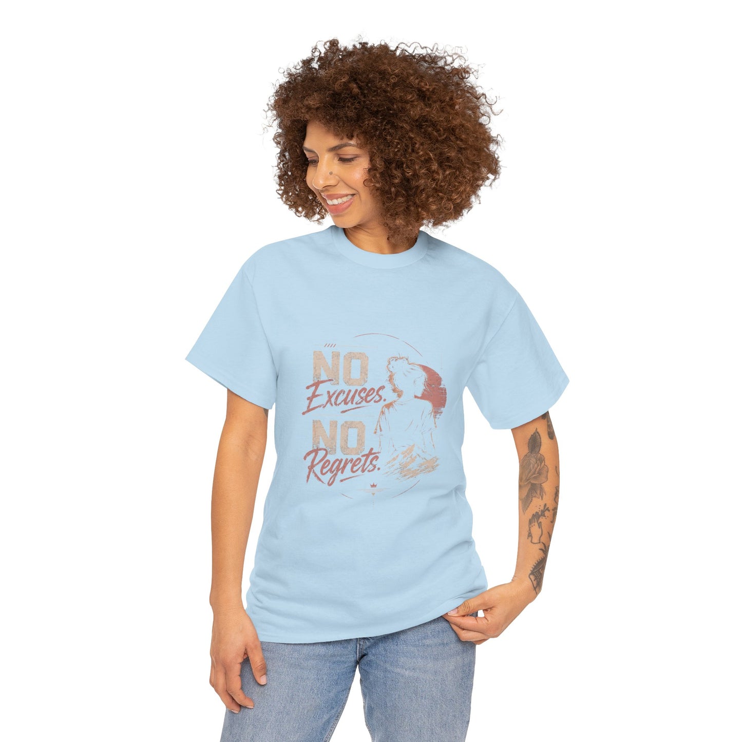 No Excuses No Regrets Tee | Motivational Graphic T-Shirt | Silhouette Design