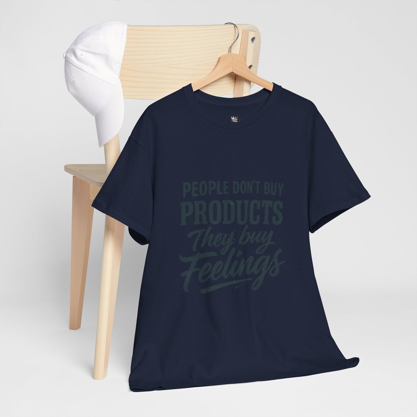 Unisex Heavy Cotton Tee: 'People Don't Buy Products, They Buy Feelings' - Casual Fashion, Gift Idea, Everyday Wear, Comfortable Style, [...]