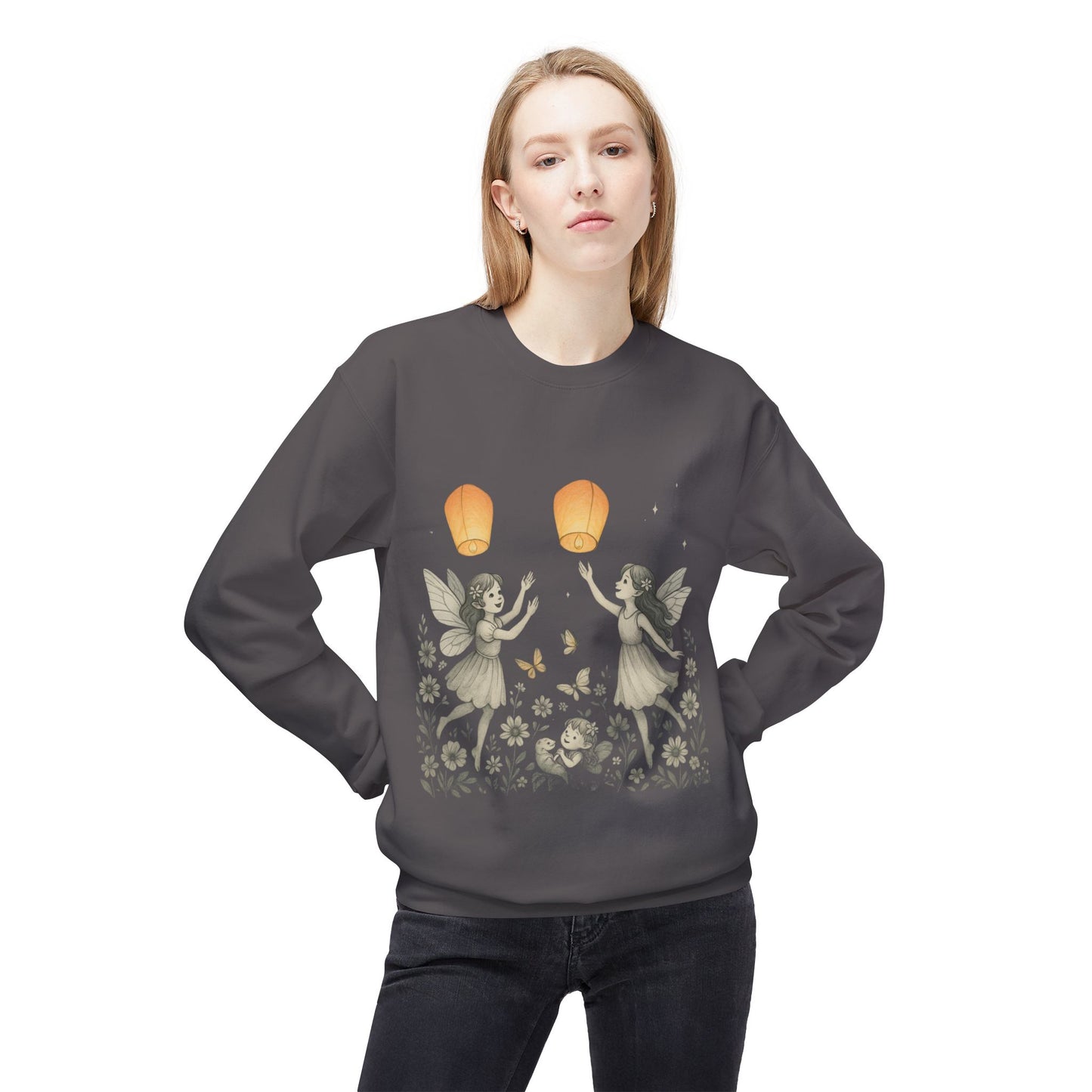 Fairy Dreams Crewneck Sweatshirt, Cozy Fleece Sweatshirt, Unisex Pullover, Fantasy Sweatshirt, Magical Gift, Boho Style