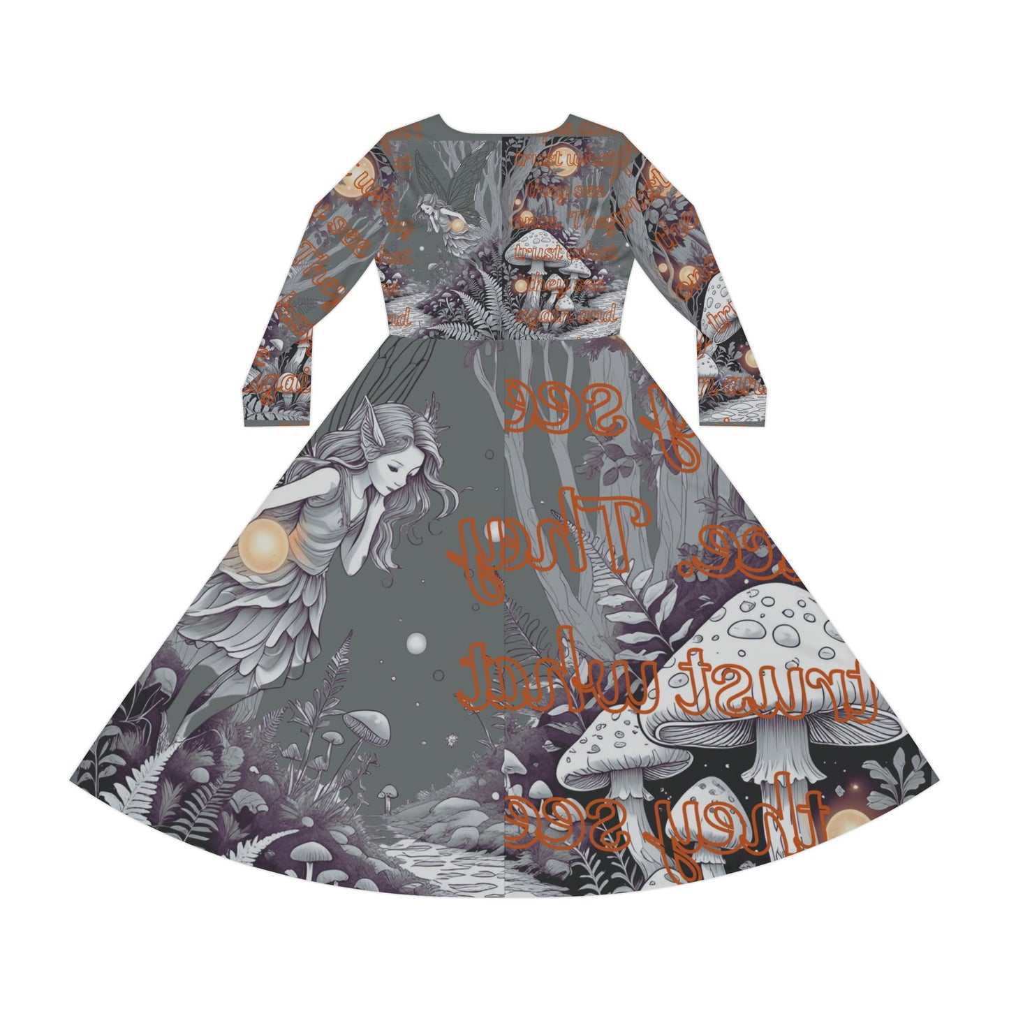 Enchanted Forest Long Sleeve Dance Dress, Mystical Dancewear, Fairy Tale Party Outfit, Boho Dress, Gift for Dancers, Magical Themed Dress