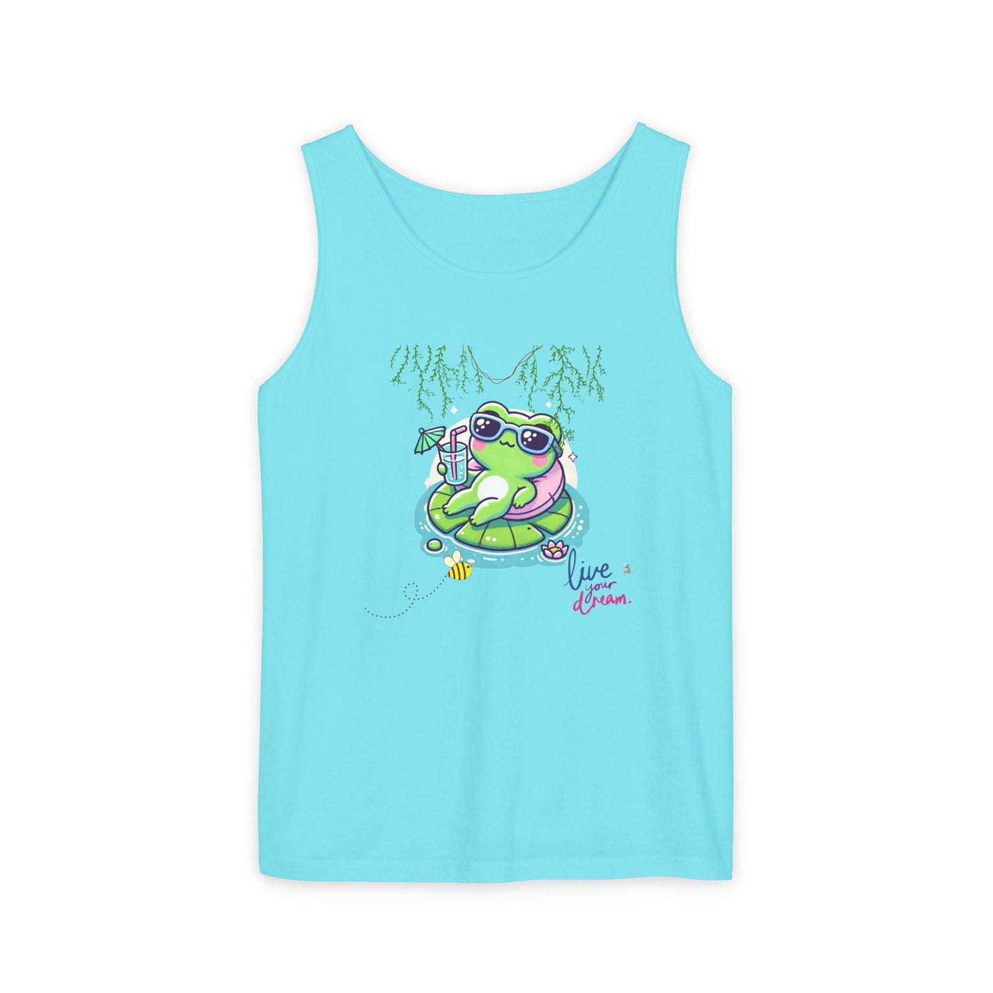 Chill Vibes Frog Tank Top - Summer, Beachwear, Gift for Frog Lovers, Cute Graphic Tee, Unisex Casual Wear
