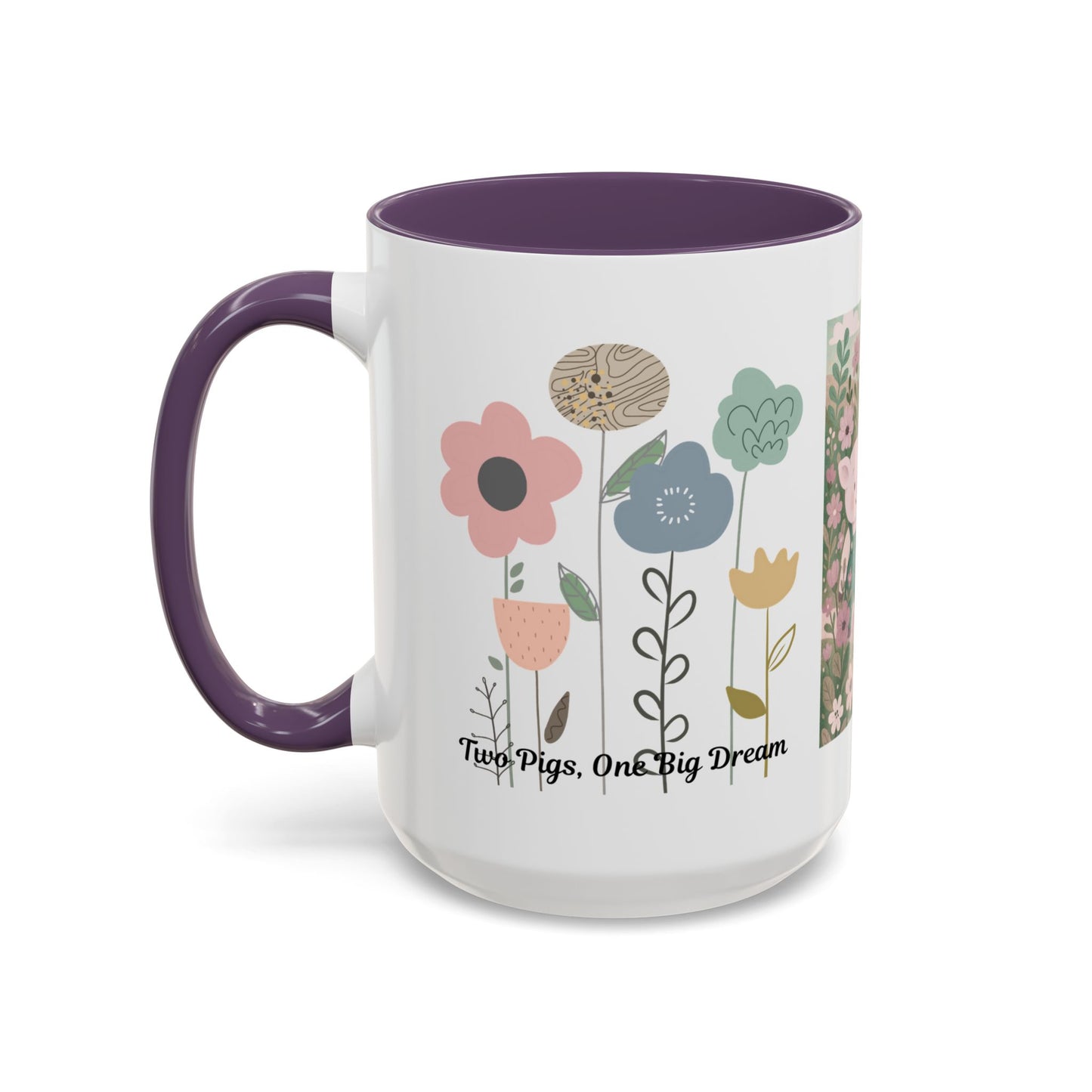 Charming Piggy Coffee Mug, Cute Animal Tea Cup, Floral Design Drinkware, Gift for Animal Lovers, Kitchen Decor, Unique Birthday Gift