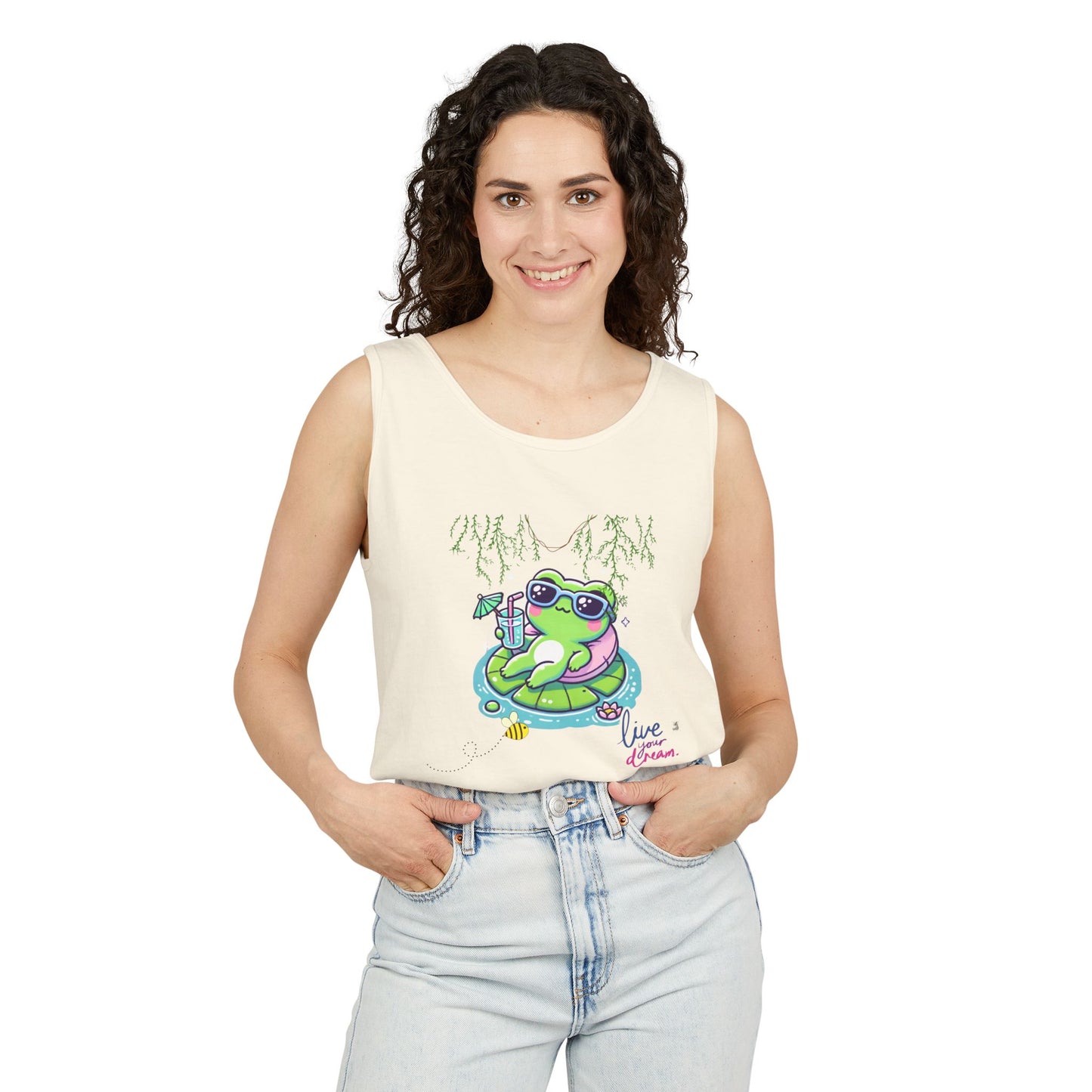 Chill Vibes Frog Tank Top - Summer, Beachwear, Gift for Frog Lovers, Cute Graphic Tee, Unisex Casual Wear