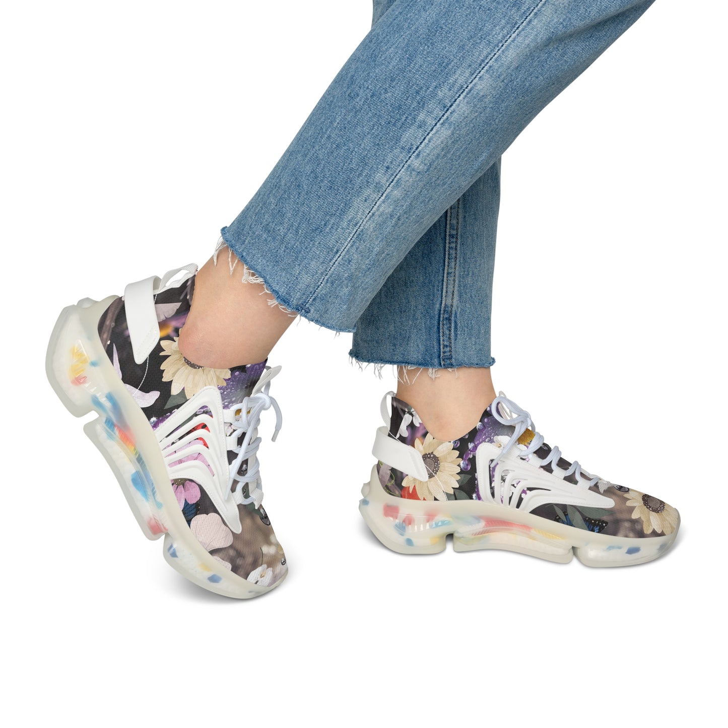 Floral Women's Mesh Sneakers - Stylish Athletic Shoes for Summer, Casual Walks, Fitness, Lightweight Sneakers, Gift for Her