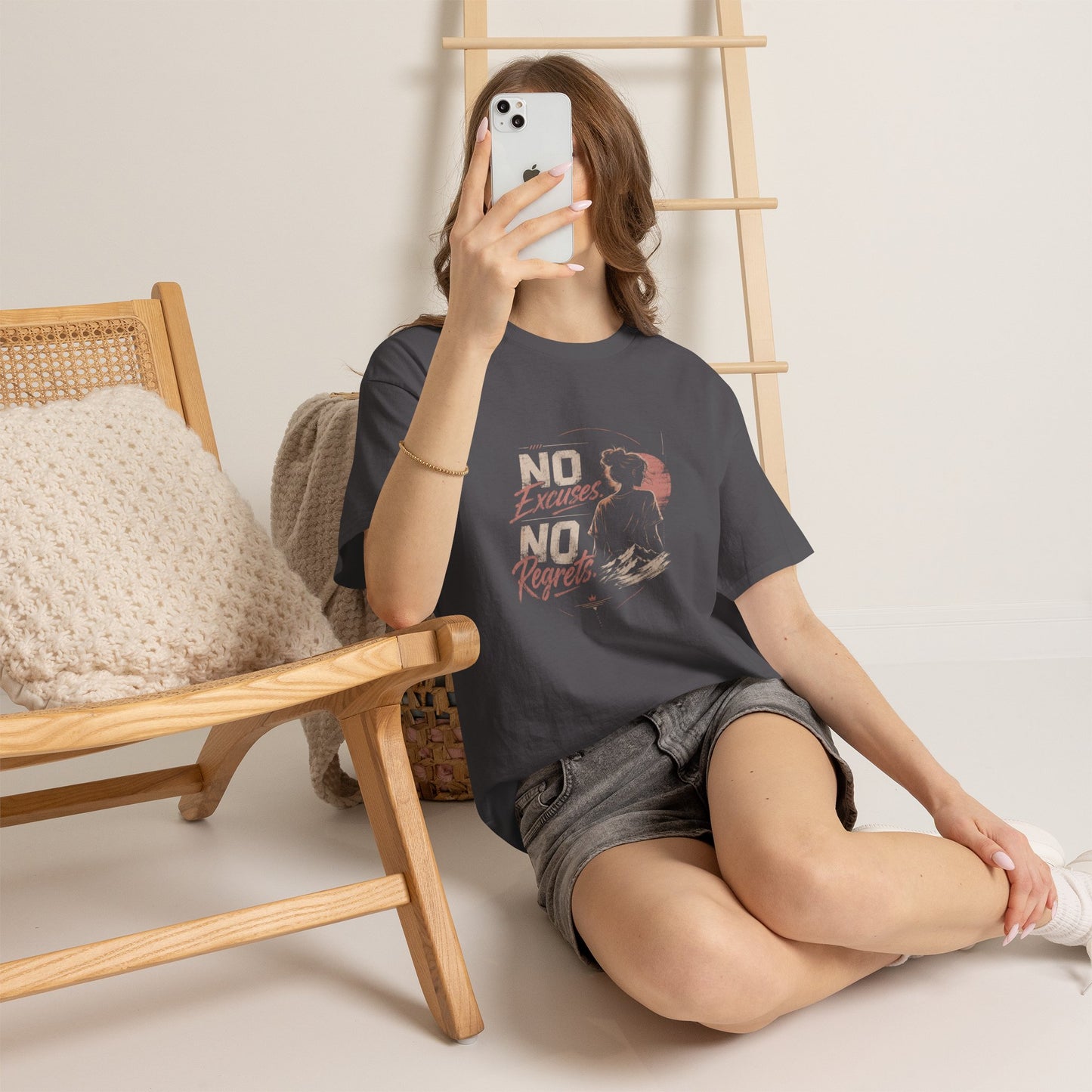 No Excuses No Regrets Tee | Motivational Graphic T-Shirt | Silhouette Design