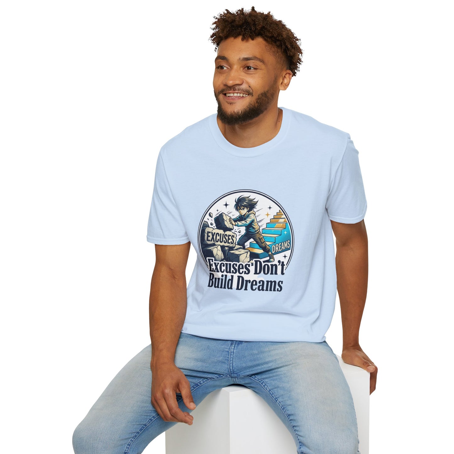 Excuses Don't Build Dreams T-Shirt — Motivational Skateboard Graphic Tee