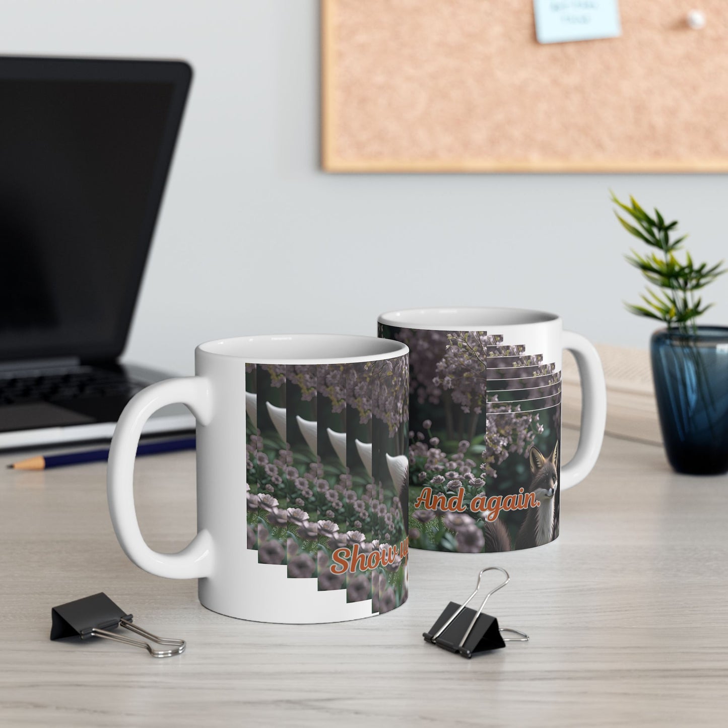 Whimsical Fox Ceramic Mug with Inspirational Quote, Cute Gift for Animal Lovers, Coffee Tea Cup, Nature Lover's Mug, Unique Home Decor