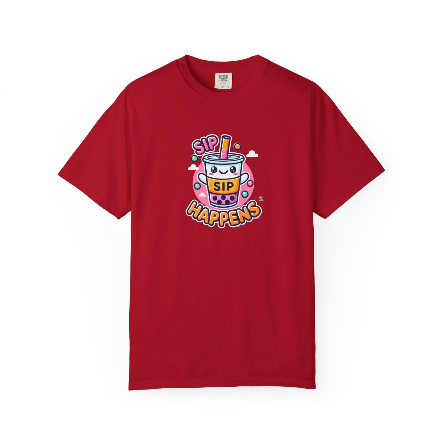 Kawaii Sip Happens T-Shirt, Cute Graphic Tee for Bubble Tea Lovers, Fun Casual Wear, Gift for Boba Tea Fans, Quirky Everyday Style