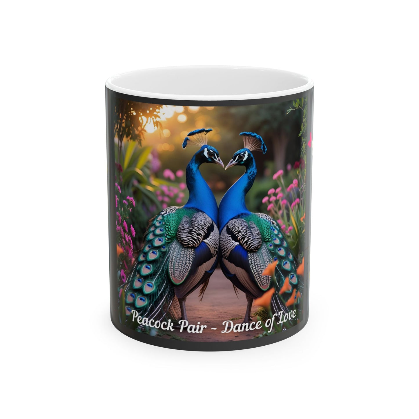 Peacock Pair Love Ceramic Mug - Dance of Love, Gift for Nature Lovers, Cute Couples Mug, Unique Home Decor, Animal Lover Gift