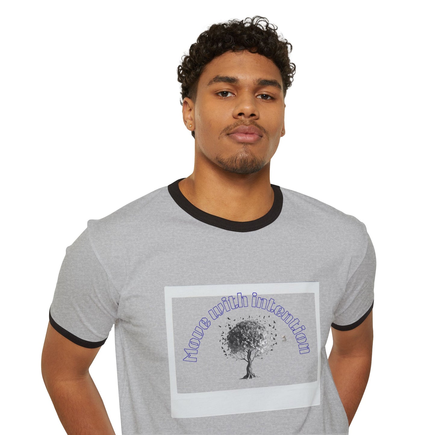 Eco-Friendly Unisex Cotton Ringer T-Shirt, Nature-Inspired Tee, Casual Wear, Gift for Tree Lovers, Relaxed Fit, Earth Day Apparel