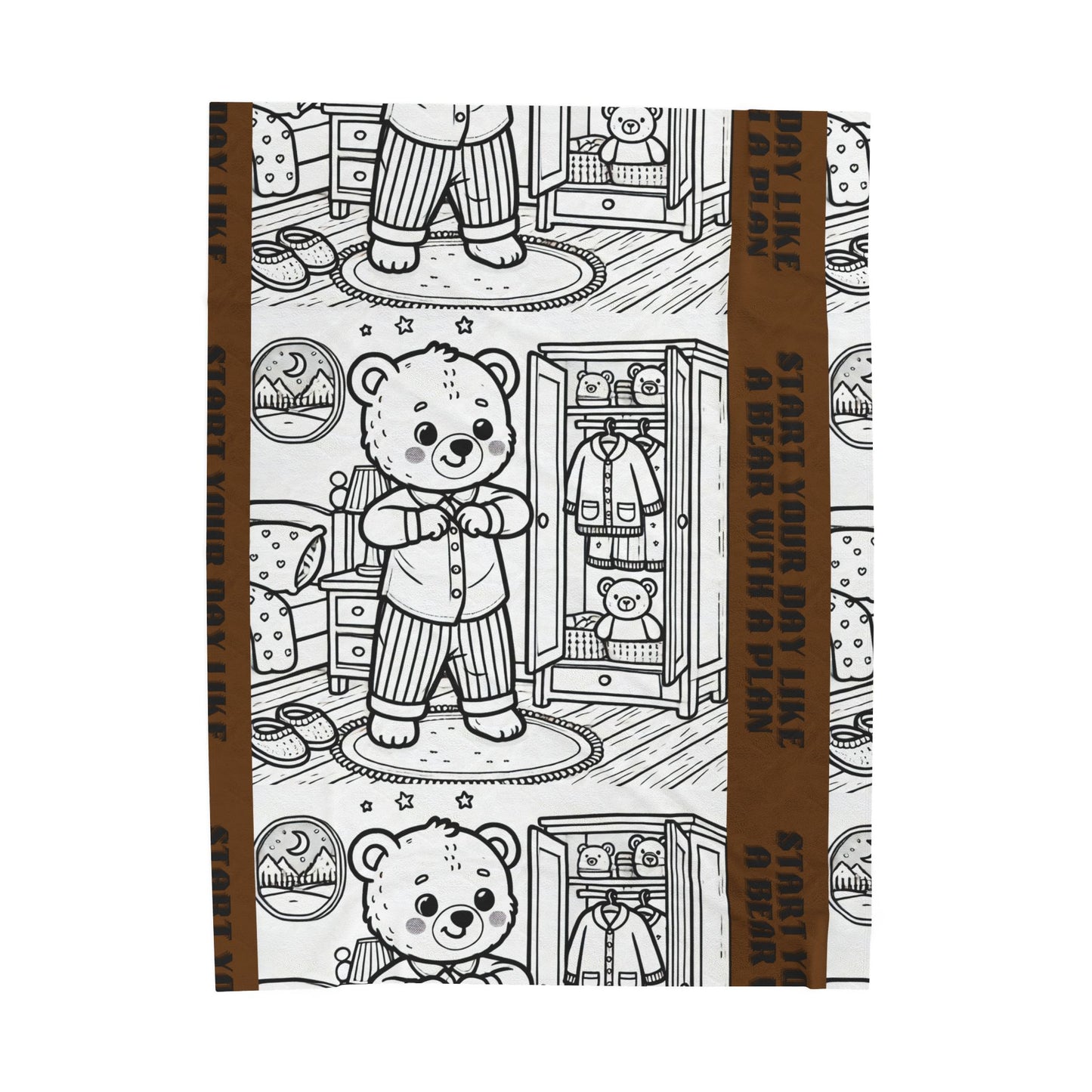 Cozy Bear Velveteen Plush Blanket, Soft Throw for Kids, Nursery Decor, Gift for Baby Shower, Bedtime Comfort, Playroom Accessory