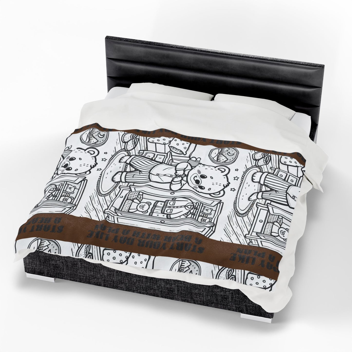 Cozy Bear Velveteen Plush Blanket, Soft Throw for Kids, Nursery Decor, Gift for Baby Shower, Bedtime Comfort, Playroom Accessory