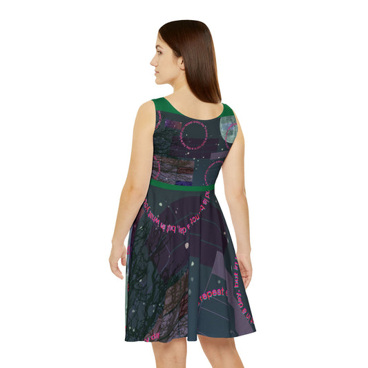 Cosmic Dreams Women's Skater Dress - Nostalgic Aesthetic Fashion, Perfect for Casual Outings, Summer Parties, Festivals, and Date Nights