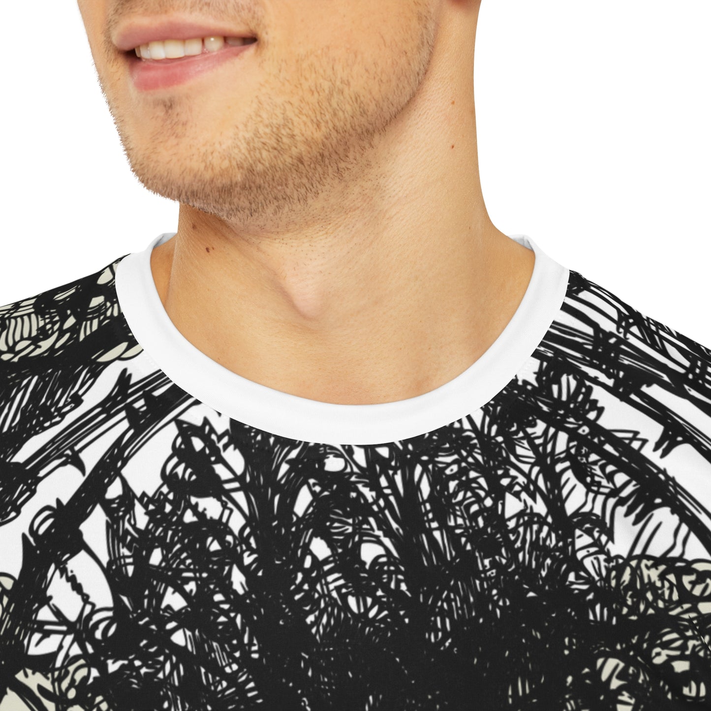 Men's Abstract Landscape Tee, Unisex Graphic Shirt, Casual Wear, Street Style, Nature Lover Gift, Festival Outfit