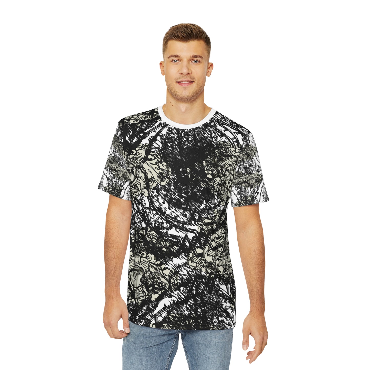 Men's Abstract Landscape Tee, Unisex Graphic Shirt, Casual Wear, Street Style, Nature Lover Gift, Festival Outfit