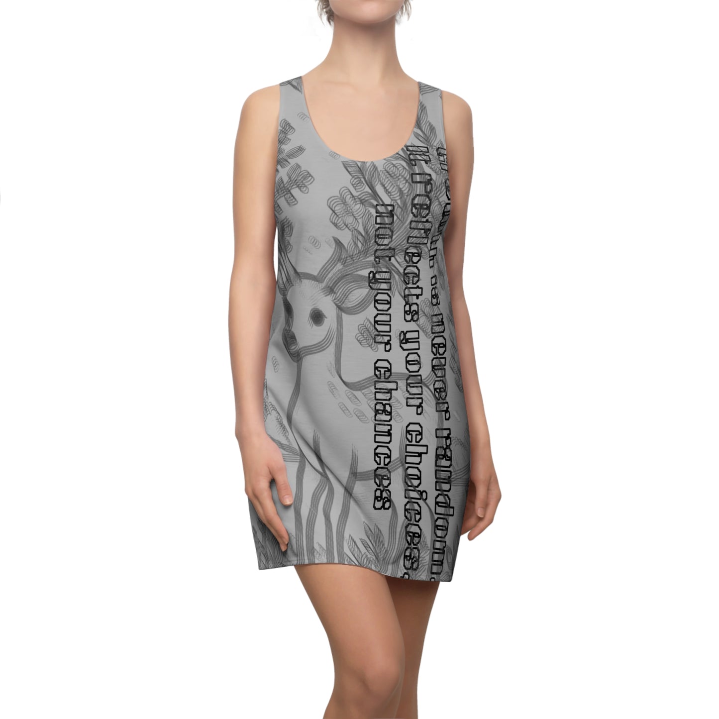 Nature-Inspired Motivational Dress, AOP Racerback Dress, Casual Summer Dress, Gift for Nature Lovers, Inspirational Dress