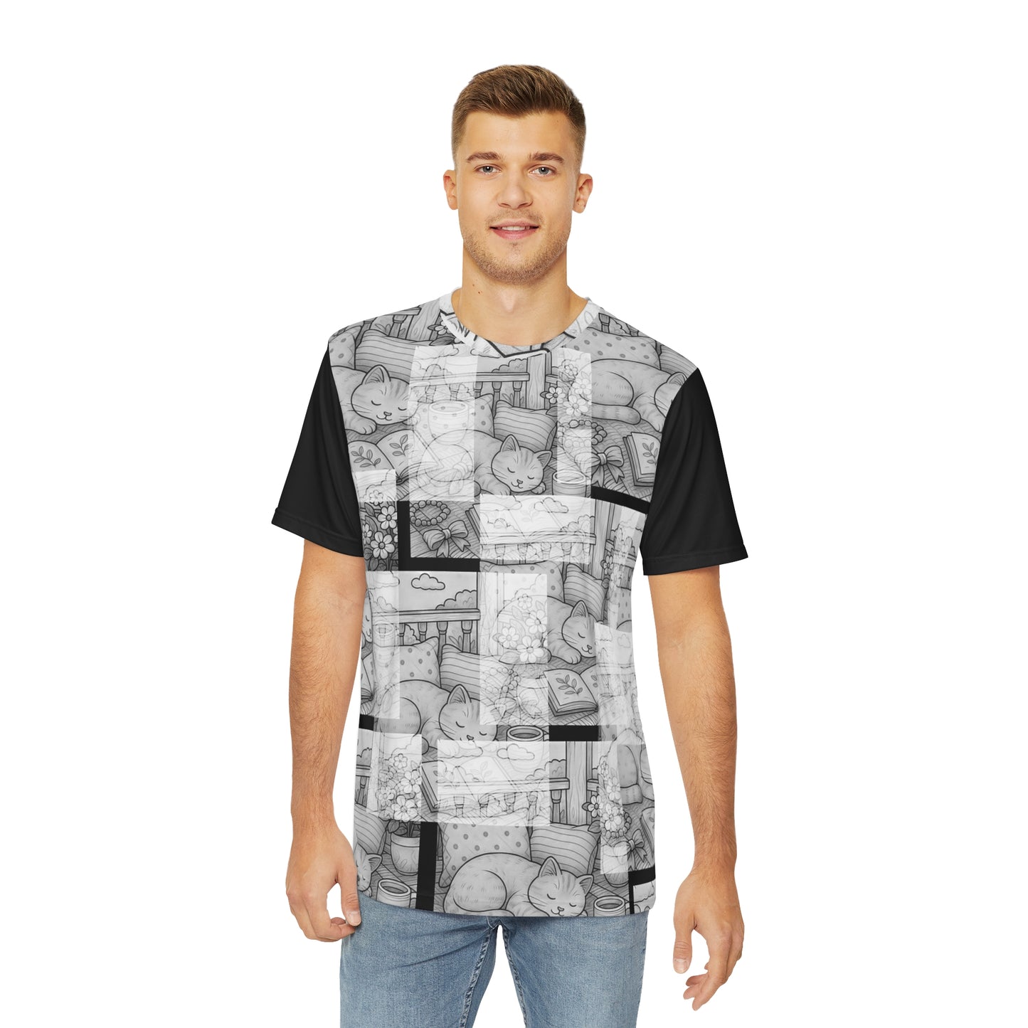 Men's Artistic Patterned Tee, Trendy Summer Shirt, Unique Graphic Tee, Casual Wear, Gift for Art Lovers, Vacation Outfit