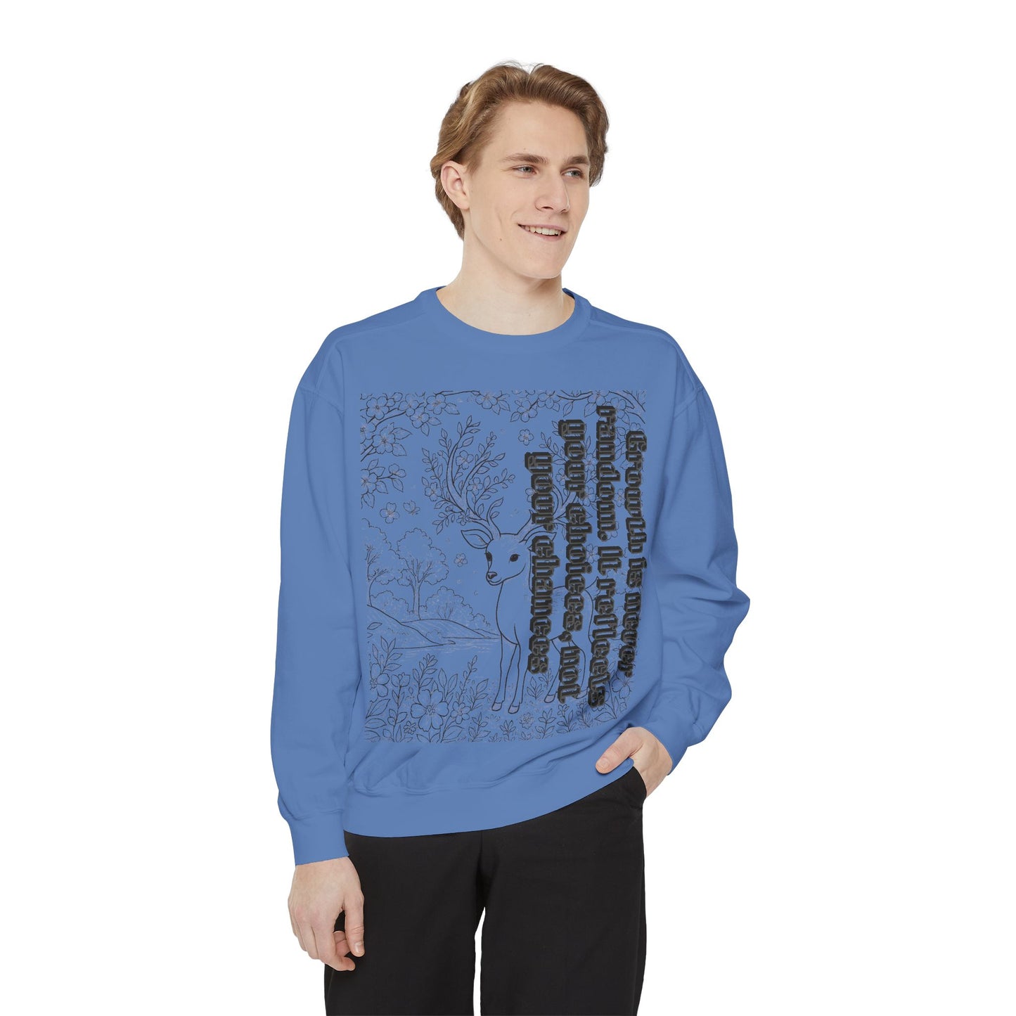 Whimsical Deer Sweatshirt | Cozy Casual Wear, Gift for Nature Lovers, Fall Fashion, Unique Artwork, Unisex Style