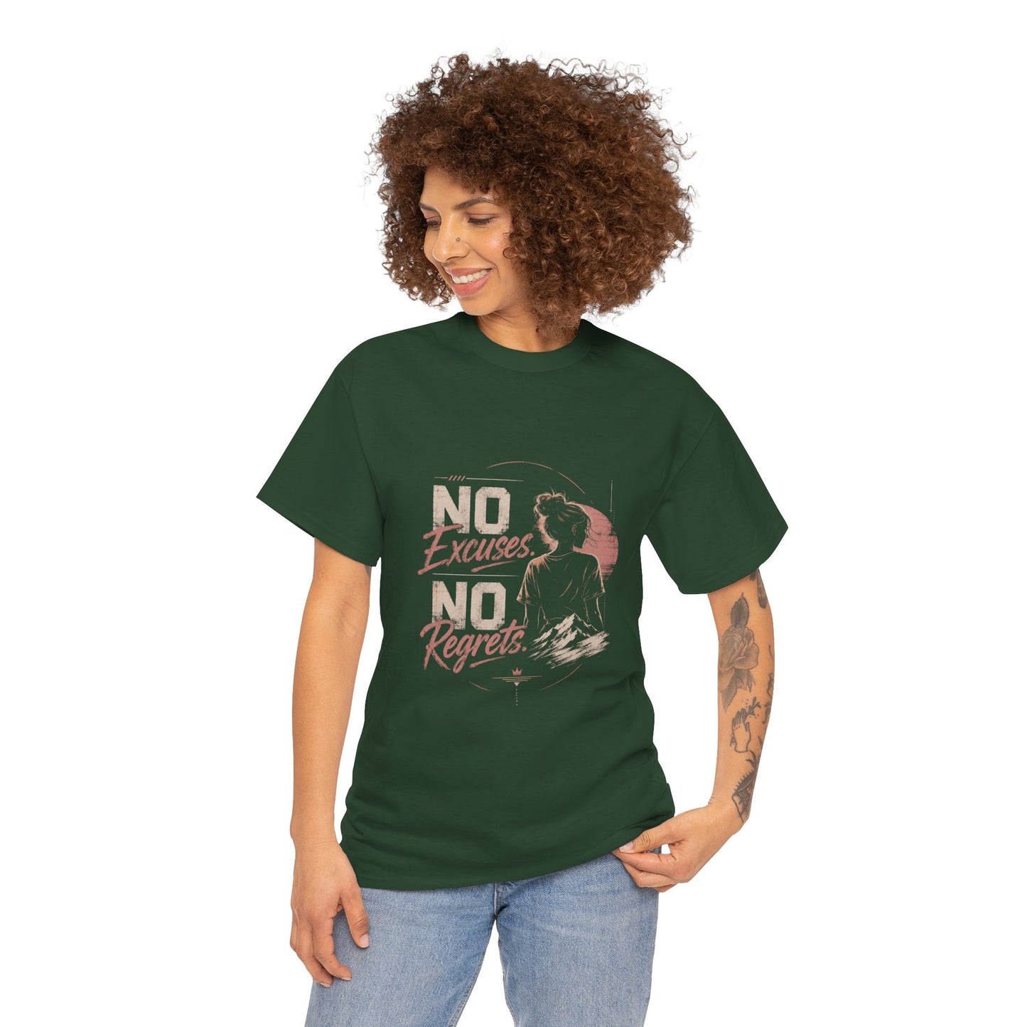 No Excuses No Regrets Tee | Motivational Graphic T-Shirt | Silhouette Design