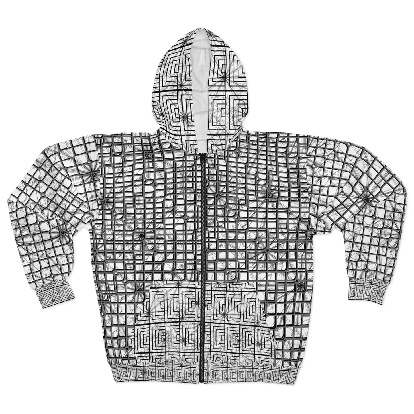 Stylish Geometric Zip Hoodie - Perfect Gift for Art Lovers, Casual Wear, Relaxation, Unisex Fashion, Street Style