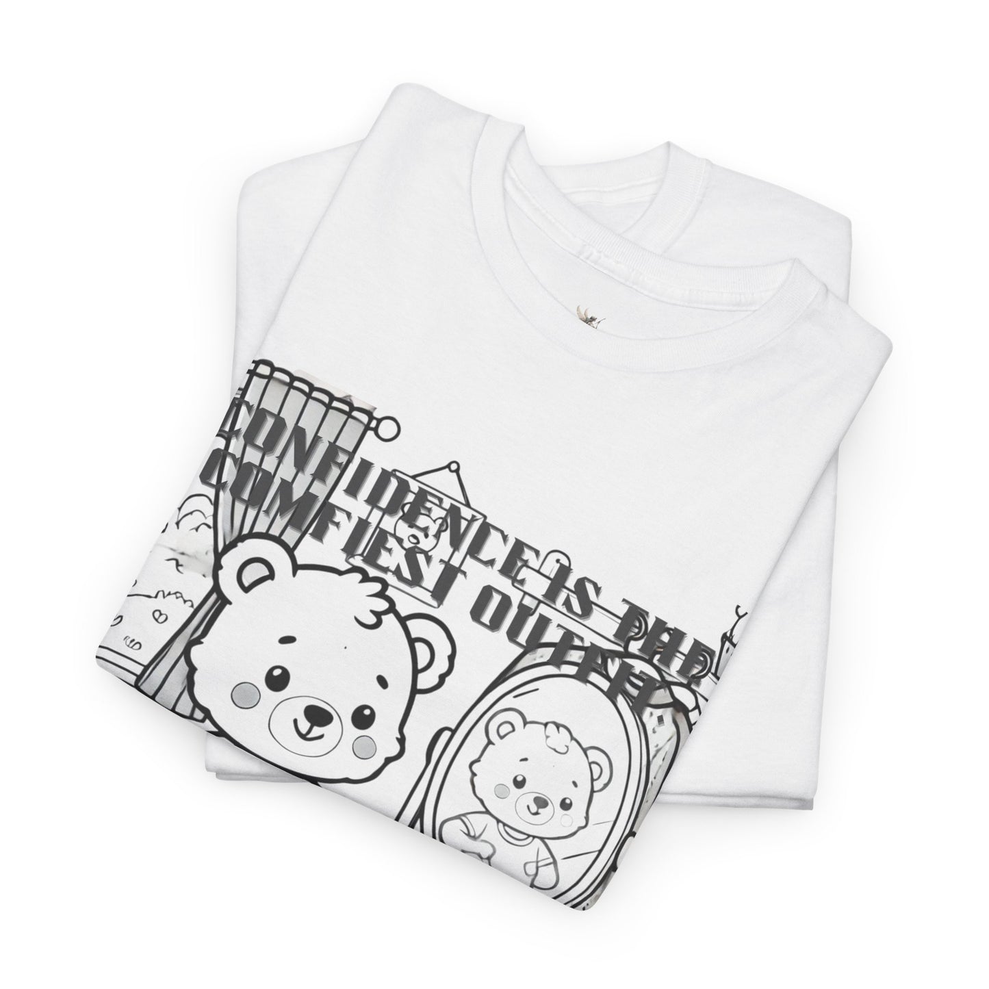 Confidence Is The Cutest Outfit Tee, Unisex Cotton T-Shirt, Cute Bear Graphic Tee, Gift for Kids, Inspirational Casual Wear