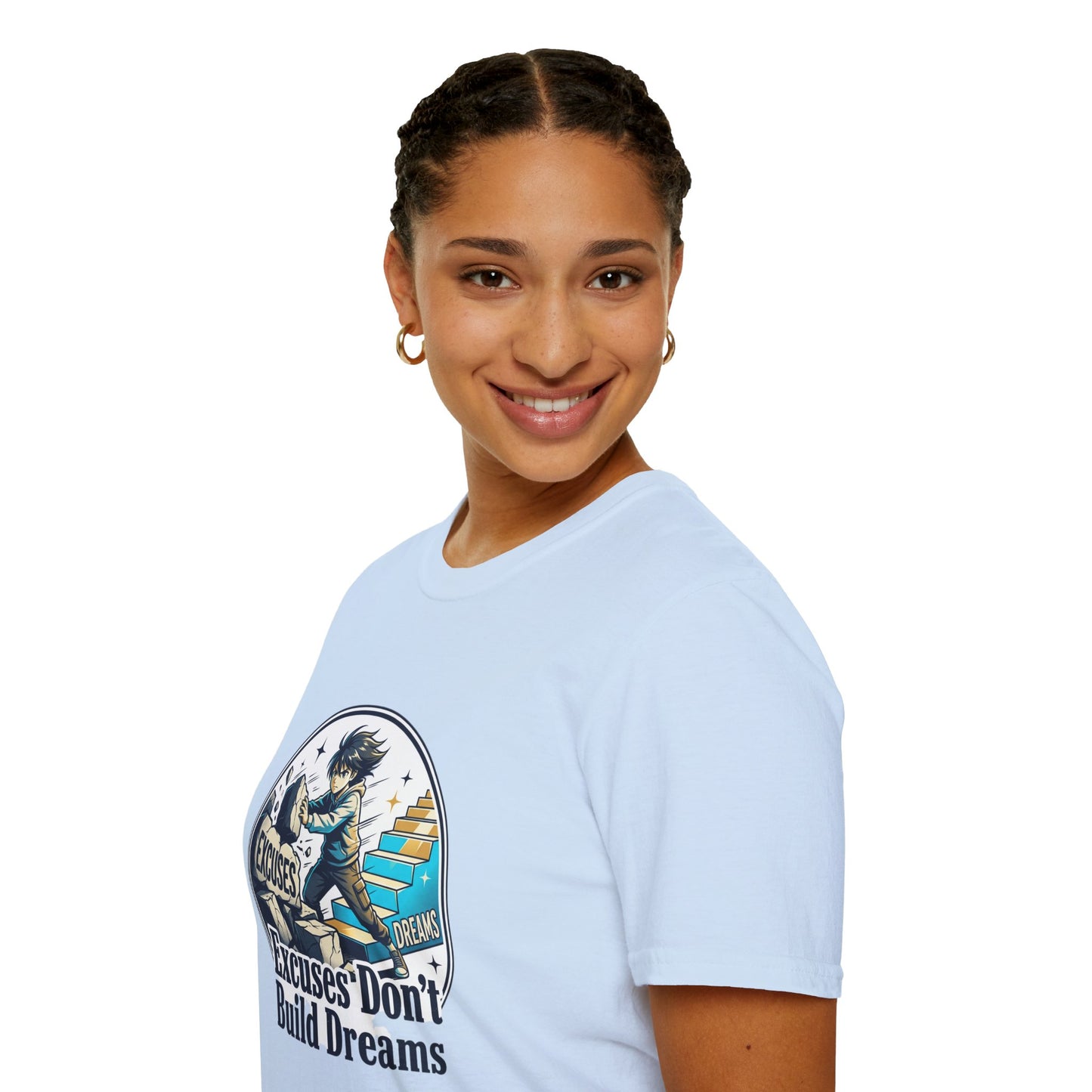 Excuses Don't Build Dreams T-Shirt — Motivational Skateboard Graphic Tee