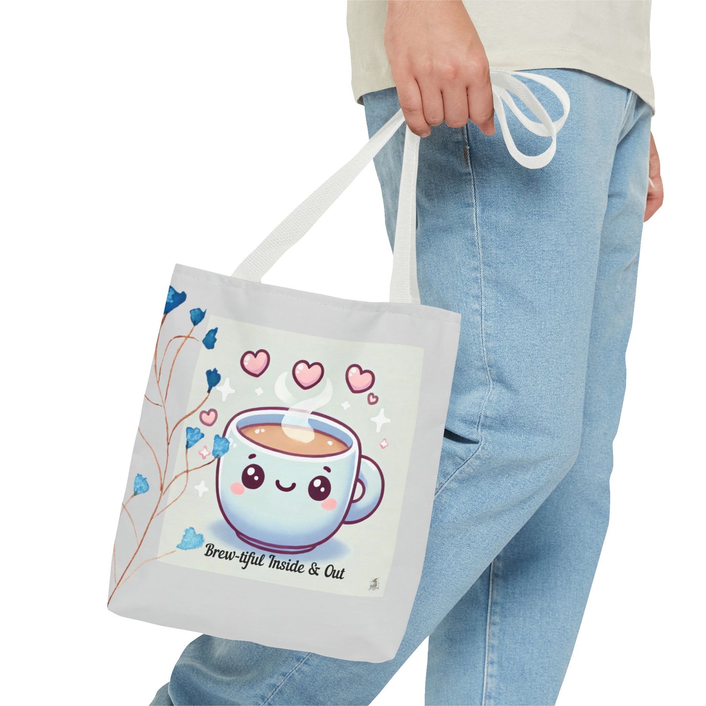Cute Coffee Tote Bag, AOP Coffee Lover's Gift, Eco-Friendly Shopping Bag, Adorable Canvas Tote for Everyday Use, Heartfelt Design