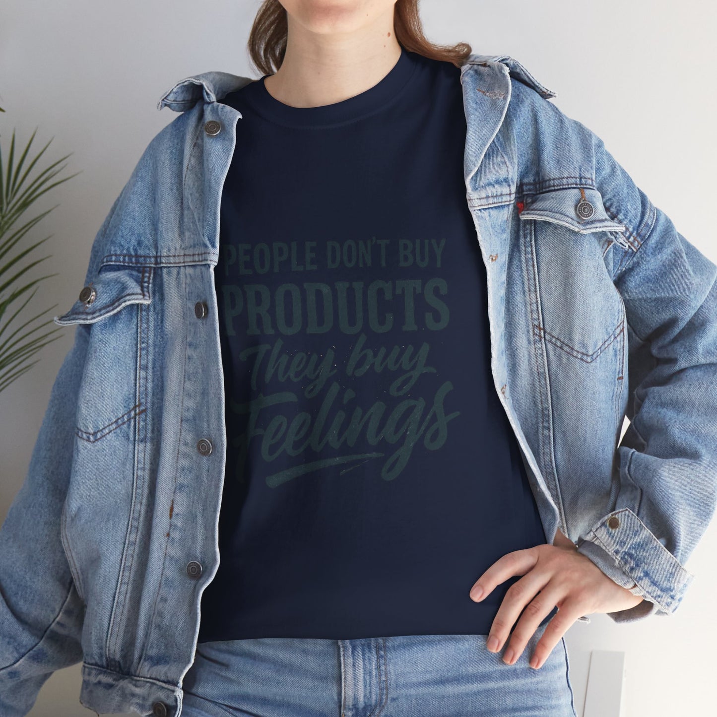 Unisex Heavy Cotton Tee: 'People Don't Buy Products, They Buy Feelings' - Casual Fashion, Gift Idea, Everyday Wear, Comfortable Style, [...]