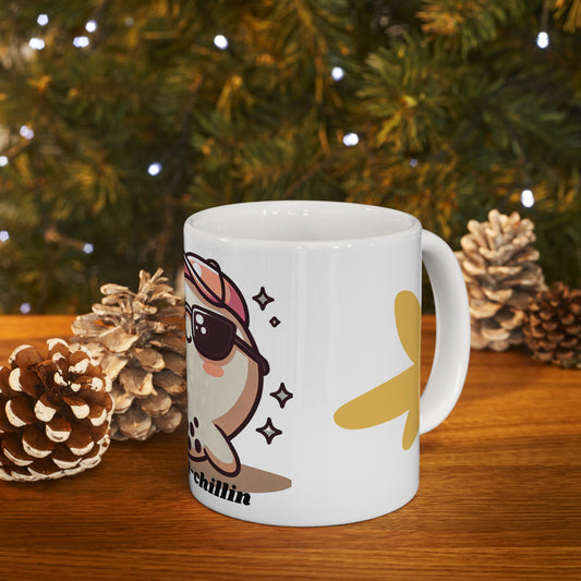 Cute Cha-Cha-Chillin Ceramic Mug, Funny Coffee Cup, Bubble Tea Lover Gift, Kawaii Drinkware, Quirky Mug