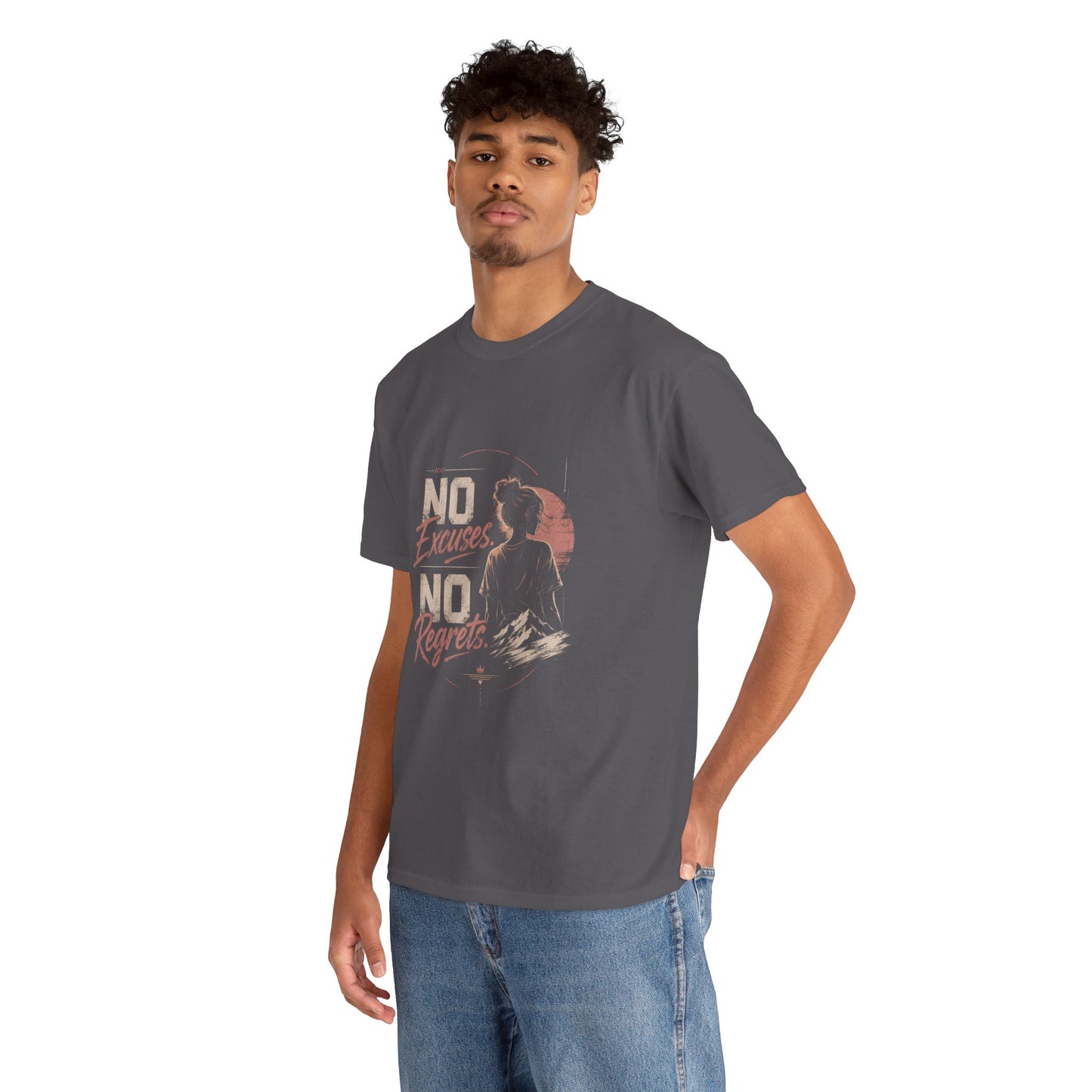 No Excuses No Regrets Tee | Motivational Graphic T-Shirt | Silhouette Design