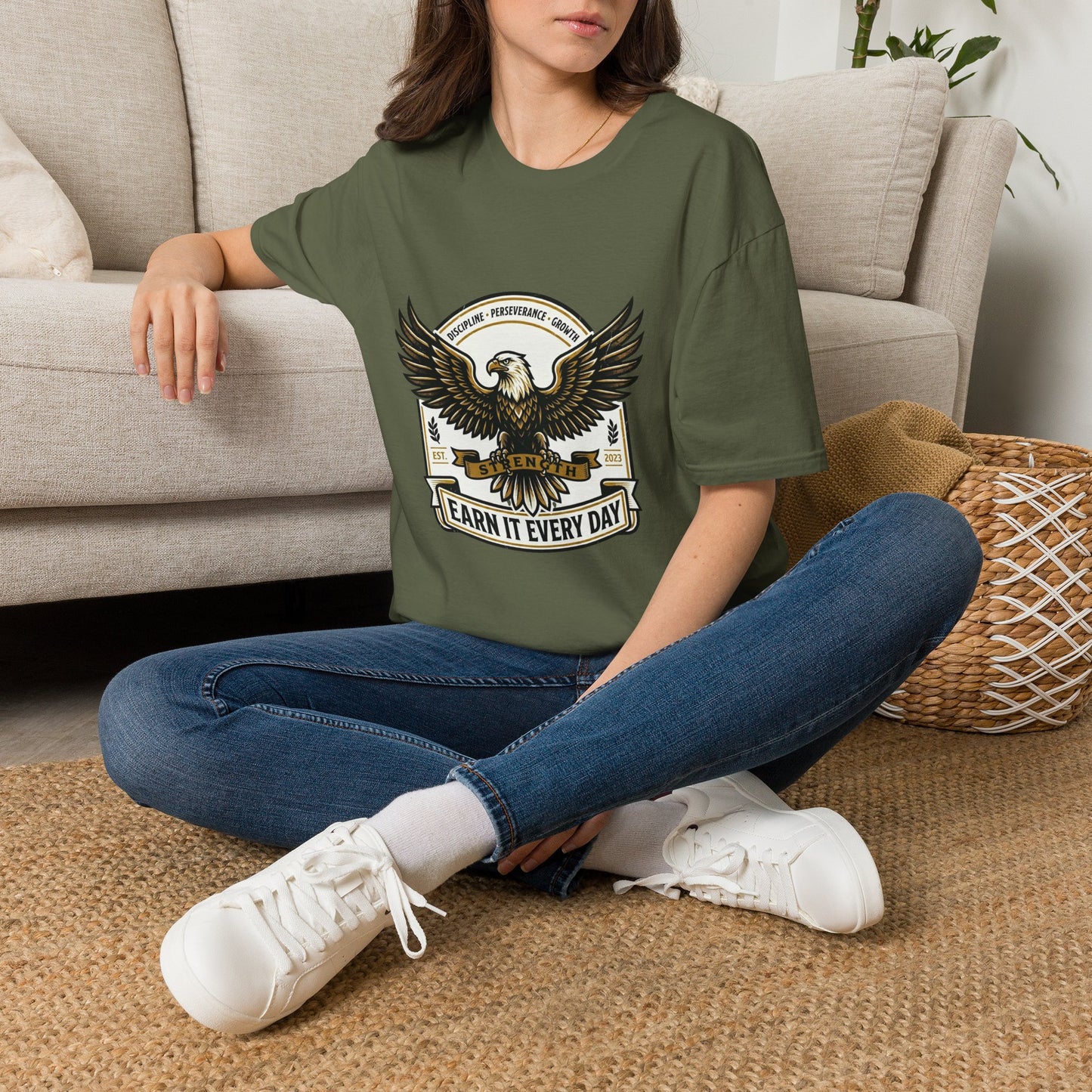 Eagle Emblem Earn It Every Day T-Shirt | Wisdom, Discipline, Perseverance