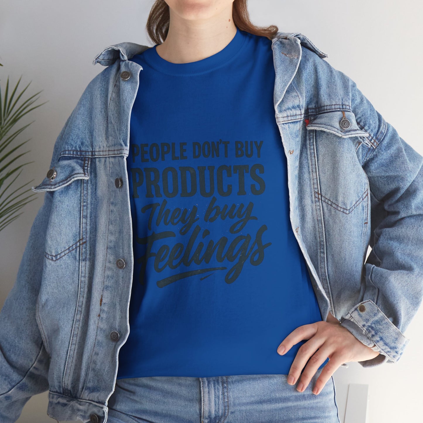 Unisex Heavy Cotton Tee: 'People Don't Buy Products, They Buy Feelings' - Casual Fashion, Gift Idea, Everyday Wear, Comfortable Style, [...]