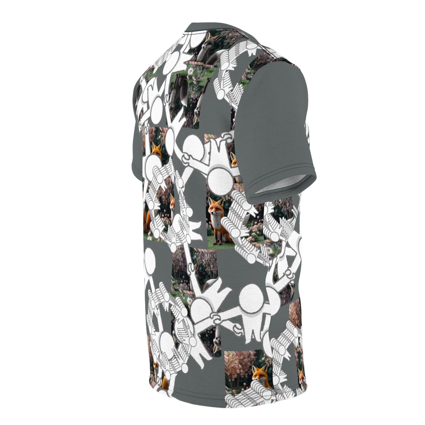 Whimsical Fox Pattern Tee, Unisex Graphic Shirt for Nature Lovers, Fun Gift for Birthdays, Casual Summer Wear, Eco-Friendly Style