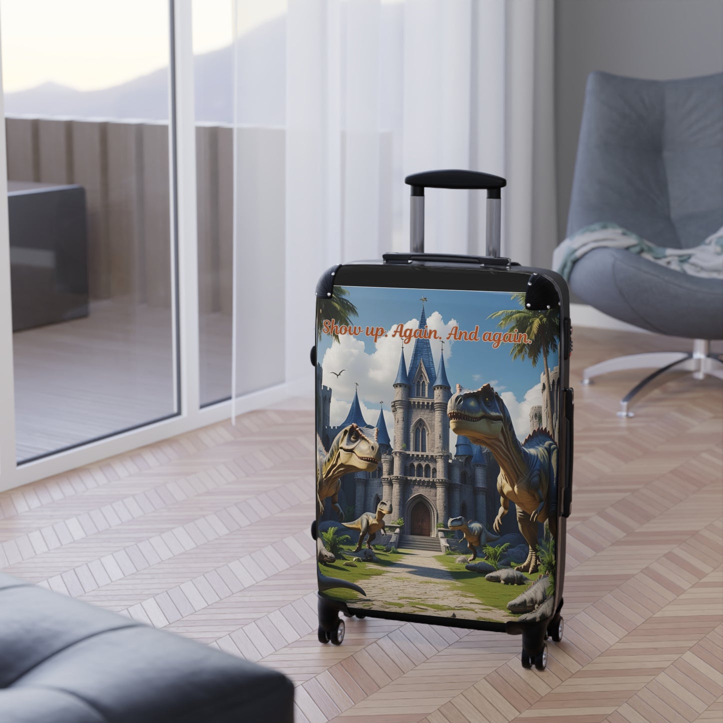 Whimsical Dinosaur Suitcase - Adventure Travel Bag, Kids Luggage, Unique Travel Accessory, Fun Gift, Family Vacations