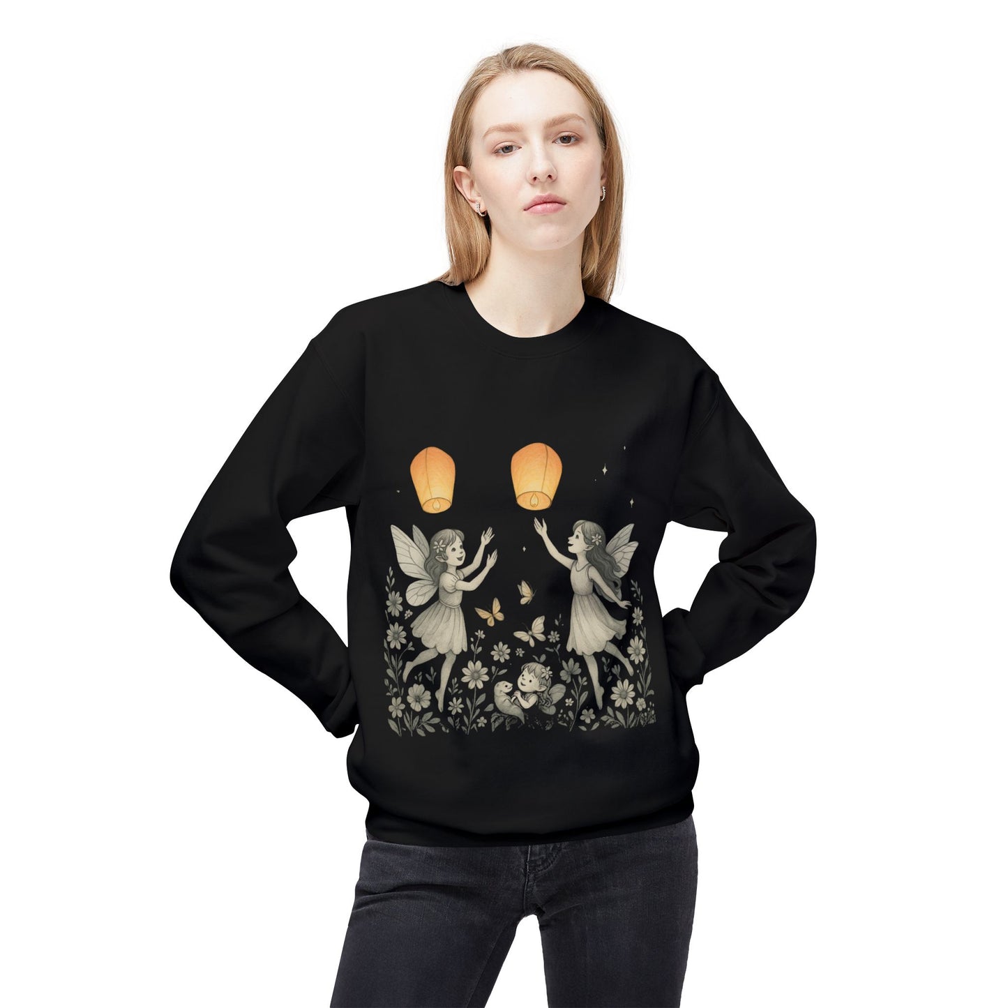 Fairy Dreams Crewneck Sweatshirt, Cozy Fleece Sweatshirt, Unisex Pullover, Fantasy Sweatshirt, Magical Gift, Boho Style